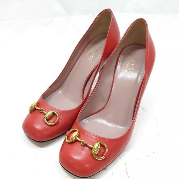 Authentic Gucci Red Leather Horsebit Heels – Size 36 (EU) / 6 (US) - Picture 1 of 7
